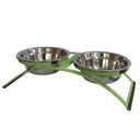 Ver imagem 1 de Comedouro Mini em Ferro para Pet Duplo Inox - Verde