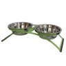 Comedouro Mini em Ferro para Pet Duplo Inox - Verde - 1
