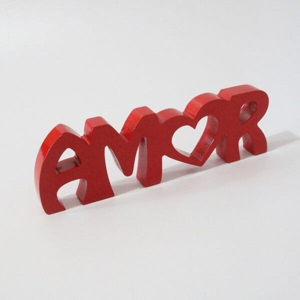 Letreiro em MDF Amor Vermelho 9,2x30 cm - 2