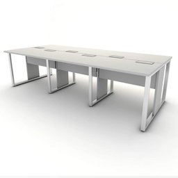 Mesa de Escritório Plataforma 6 Pessoas 2,70m Cz Pés Metal Cor:cinza - 4