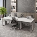 Ver imagem 1 de Mesa de Escritório Plataforma 6 Pessoas 2,70m Cz Pés Metal Cor:cinza