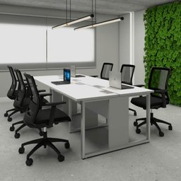 Mesa de Escritório Plataforma 6 Pessoas 2,70m Cz Pés Metal Cor:cinza - 2