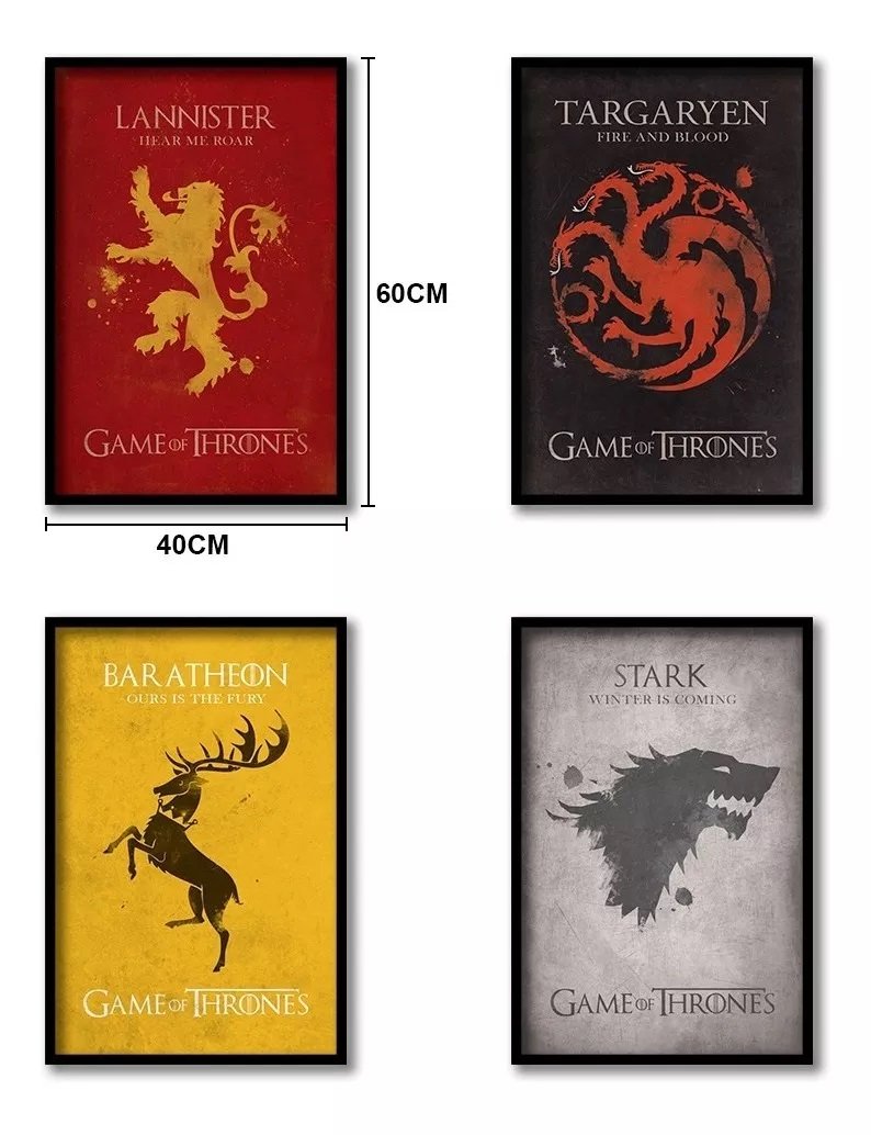 Kit 4 Quadros Decorativos Game Of Thrones Casa do Dragão - 2