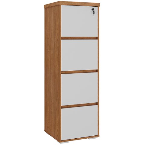 Armário para Escritório Arquivo 04 Gavetas com Chave Unik A02 Freijó Branco - Lyam Decor