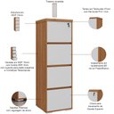 Ver imagem 4 de Armário para Escritório Arquivo 04 Gavetas com Chave Unik A02 Freijó Branco - Lyam Decor