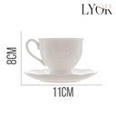 Ver imagem 3 de Jogo 4 Xícarasde Café com Pires em Porcelana New Bone Butterfly Borboleta e Flores 100ml Lyor