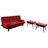 Sofá Cama Reclinável Caribe + Duas Banquetas Rubi Essencial - 3