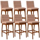 Ver imagem 1 de Kit 06 Banquetas Altas Para Cozinha Sala de Jantar Fixa Mila B04 Linho Rosê - Lyam Decor