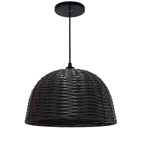 Lustre Luminária Pendente Utron Junco Taça Rústico 35cm - Tabaco - 110v/220v (bivolt)