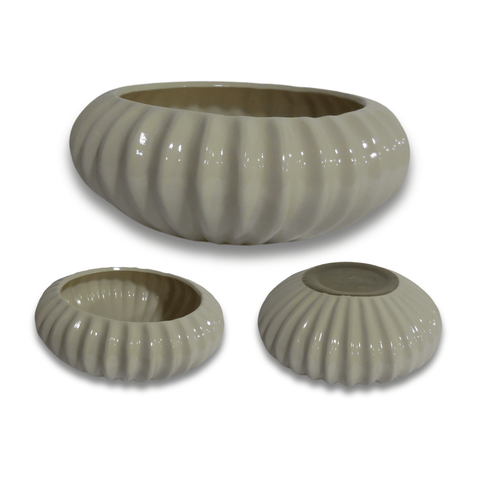 Vaso Ikebana Arranjos Flores e Plantas Linha Ammonite Luxo:creme