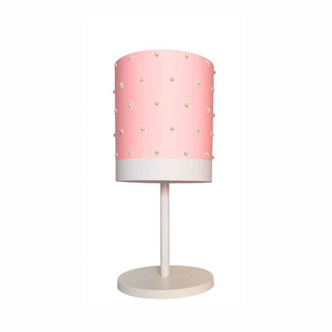 Abajur Infantil Pérolas - Base Branca 20x41 Rosa