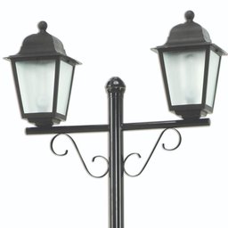 Poste de Jardim Preto Externo 2,1m Alumínio 2 Lâmpadas Bivolt Luminária - 2