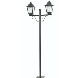 Poste de Jardim Preto Externo 2,1m Alumínio 2 Lâmpadas Bivolt Luminária - 1