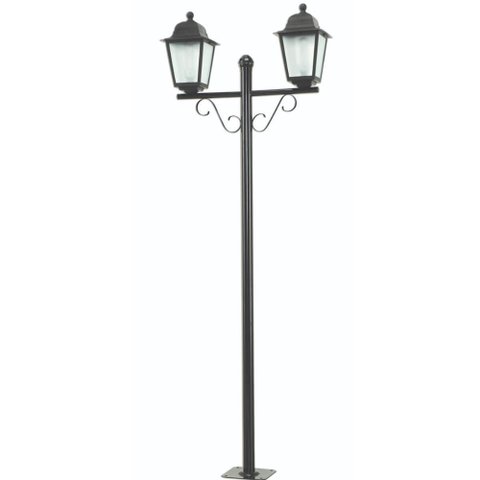 Poste de Jardim Preto Externo 2,1m Alumínio 2 Lâmpadas Bivolt Luminária