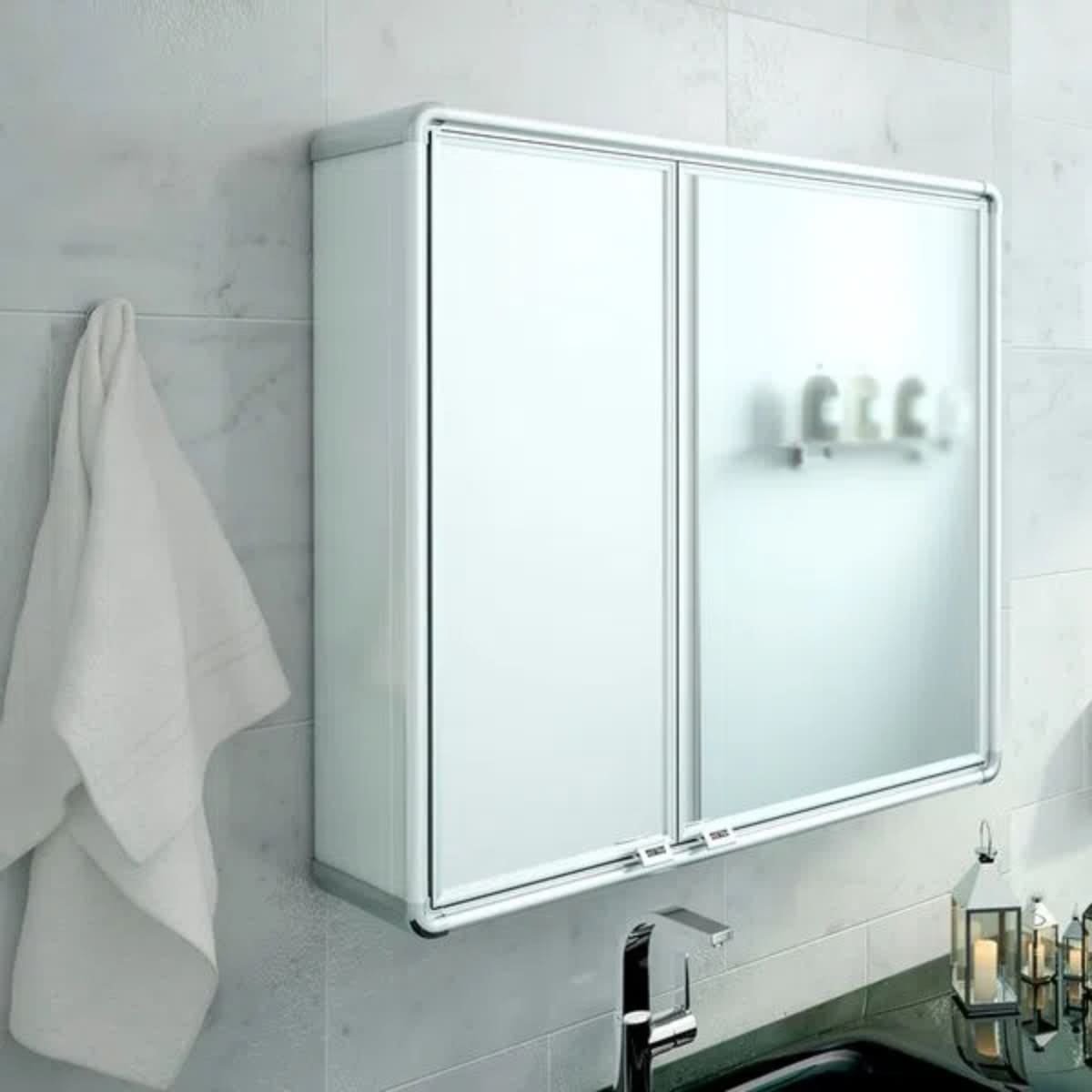 Armário Banheiro Espelheira Sobrepor | Com Perfil de Alumínio | 54x11,3x45cm | 02 Portas | Astra - 9