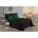 Ver imagem 4 de Jogo de Cama Casal Viúva Nobre 4 Peças Malha 100% Algodão - Preto / Verde-bandeira