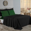Ver imagem 1 de Jogo de Cama Casal Viúva Nobre 4 Peças Malha 100% Algodão - Preto / Verde-bandeira
