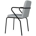 Ver imagem 4 de Kit 02 Cadeiras Estofada para Sala de Jantar com Braço Loft Preto C01 Courino Saturno Off White - Ly