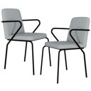 Ver imagem 1 de Kit 02 Cadeiras Estofada para Sala de Jantar com Braço Loft Preto C01 Courino Saturno Off White - Ly