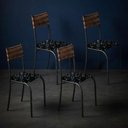 Ver imagem 4 de Kit 4 Cadeiras Atlanta Corino Preto Lirio e Rattan Carvalho Tubo Martelado