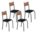 Ver imagem 1 de Kit 4 Cadeiras Atlanta Corino Preto Lirio e Rattan Carvalho Tubo Martelado