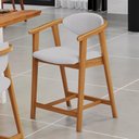 Ver imagem 2 de Banqueta Baixa para Cozinha Sala de Jantar Bancada Cecília L02 Linho Cinza - Lyam Decor