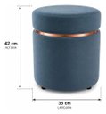 Ver imagem 2 de Kit de Puff Superior Rose Gold, Cor Verde Água Veludo - Let Móveis