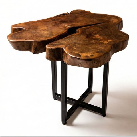 Mesa de Centro Artesanal Madeira Nobre Pés Estilo Industrial:56x50cm