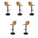Ver imagem 1 de Kit 5 Banquetas Decorativas Travis Pu com Regulagem de Altura Base Disco C/apoio para Os Pés Caramel