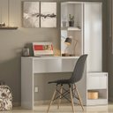 Ver imagem 4 de Escrivaninha Bancada Mesa com Armário Politorno Branco Home Office Escritório