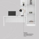 Ver imagem 2 de Escrivaninha Bancada Mesa com Armário Politorno Branco Home Office Escritório