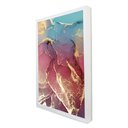 Ver imagem 2 de Quadro Decorativo Abstrato Mármore Rosa e Azul Perolado em Moldura Caixa Tacolado Moldura Trad 1cm M