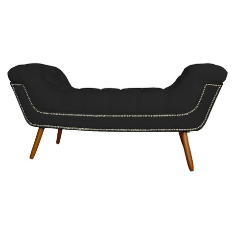 Recamier Calçadeira Estofado Sienna Queen 160 Cm Corano Preto - LM DECOR