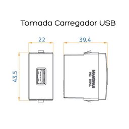 Módulo Tomada Carregador USB - Sleek - Branco - [16066] - Margirius - 2