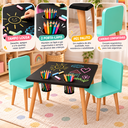 Ver imagem 5 de Mesa Infantil Tampo Lousa com 2 Cadeiras para Desenhar e Brincar:Cadeira Menta
