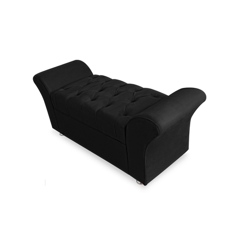Recamier Calçadeira Baú Veneza King 195 cm Suede Preto LM DECOR