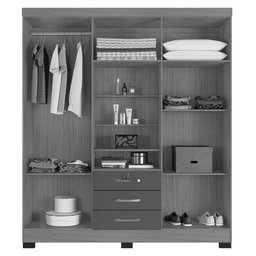 Guarda Roupa Casal Imperial com Armário Multiuso Recife e Cômoda Madri Malbec - Incorplac - 4 Guarda Roupa Casal Imperial com Armário Multiuso Recife e Cômoda Madri Malbec - Incorplac - 4