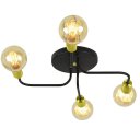 Ver imagem 3 de Lustre Sputnik 4 Braços Preto/Dourado Quarto Sala Cozinha