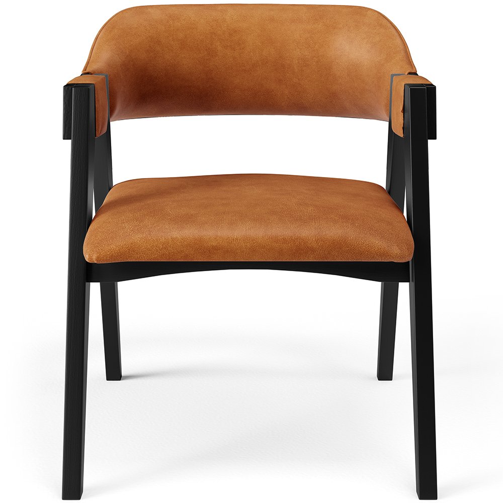 Cadeira para Sala de Jantar Estar Living Estofada Suran L02 Preto Couríssimo Canela - Lyam Decor - 3