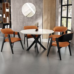 Cadeira para Sala de Jantar Estar Living Estofada Suran L02 Preto Couríssimo Canela - Lyam Decor - 2