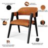 Cadeira para Sala de Jantar Estar Living Estofada Suran L02 Preto Couríssimo Canela - Lyam Decor - 4
