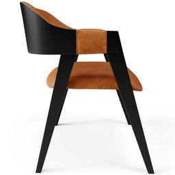 Cadeira para Sala de Jantar Estar Living Estofada Suran L02 Preto Couríssimo Canela - Lyam Decor - 6