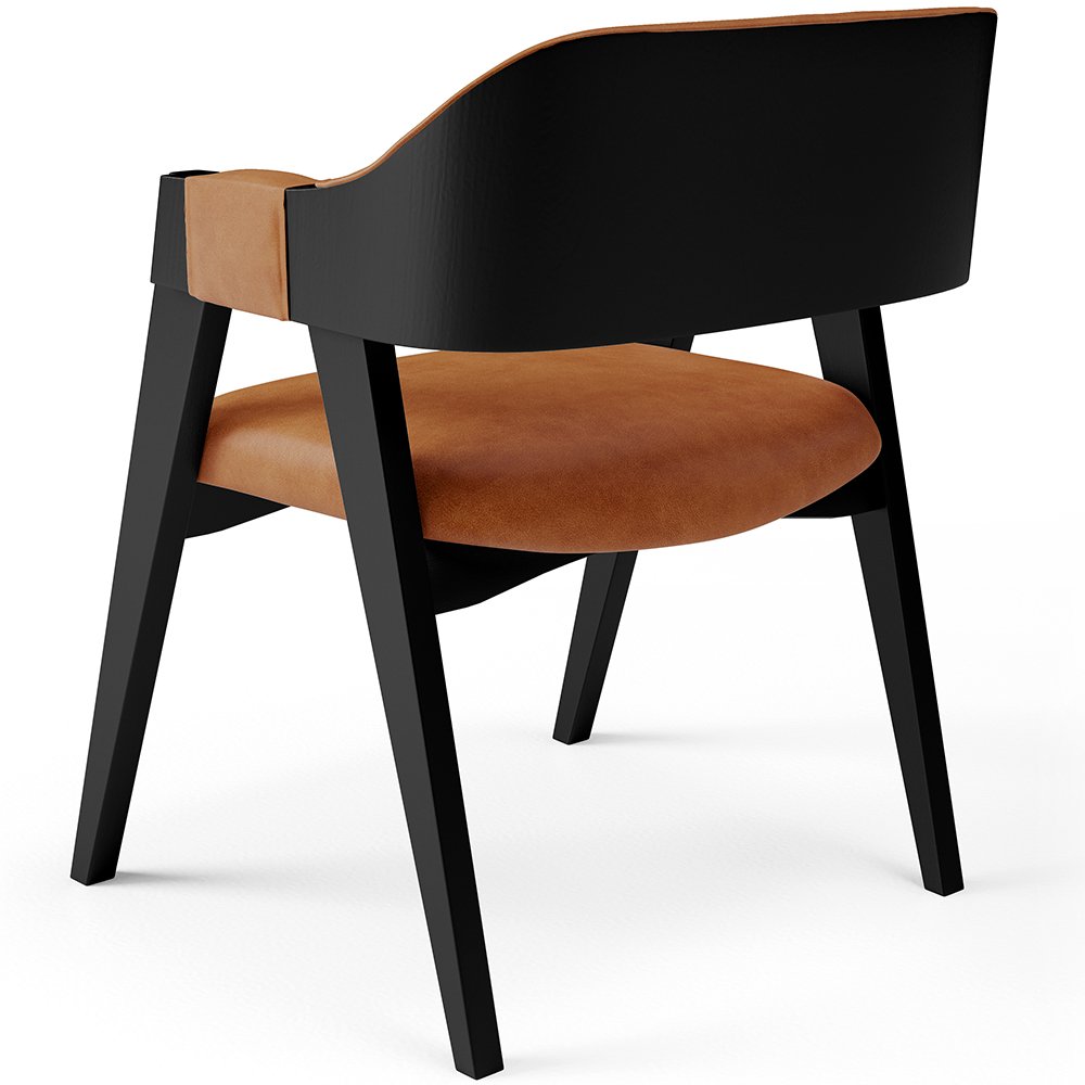 Cadeira para Sala de Jantar Estar Living Estofada Suran L02 Preto Couríssimo Canela - Lyam Decor - 7