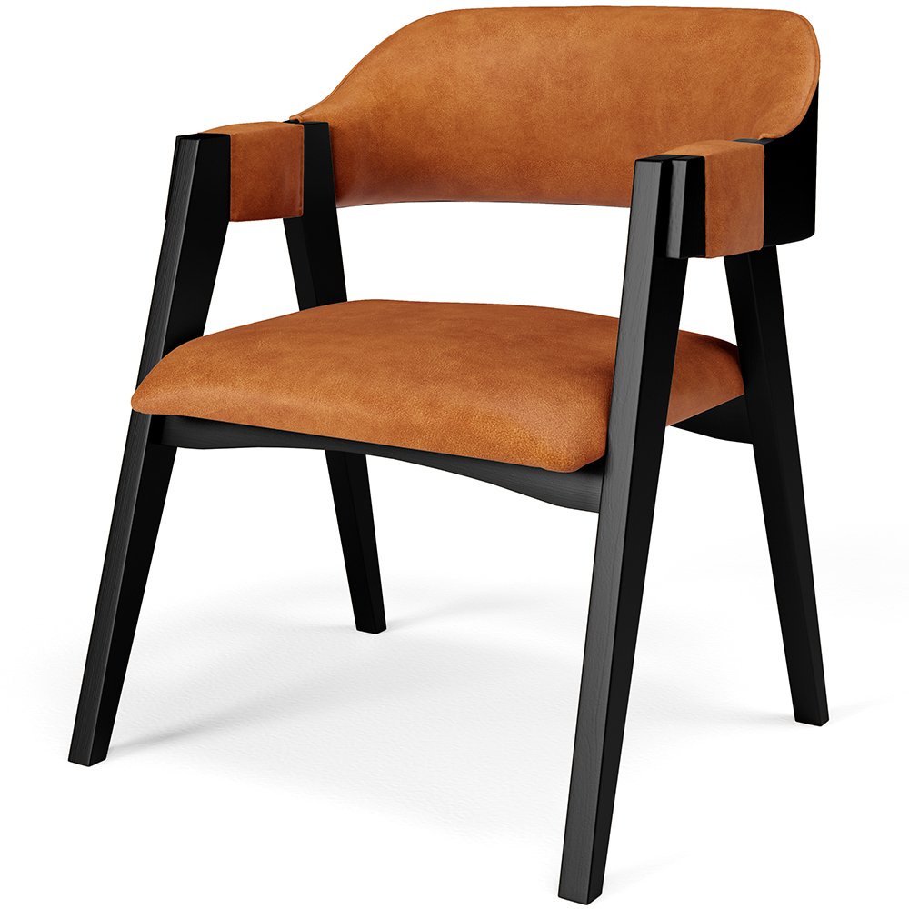 Cadeira para Sala de Jantar Estar Living Estofada Suran L02 Preto Couríssimo Canela - Lyam Decor - 1