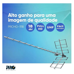 Antena Digital Uhf Yagi 18 Dbi Prohd-1118 Full Hd Proeletronic - 8