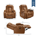 Ver imagem 7 de Poltrona Papai Reclinável Massagem Aquecimento Corino Caramelo Premium Manual Fixa