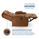 Ver imagem 3 de Poltrona Papai Reclinável Massagem Aquecimento Corino Caramelo Premium Manual Fixa