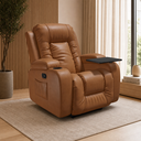 Ver imagem 1 de Poltrona Papai Reclinável Massagem Aquecimento Corino Caramelo Premium Manual Fixa