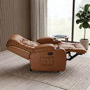 Ver imagem 2 de Poltrona Papai Reclinável Massagem Aquecimento Corino Caramelo Premium Manual Fixa