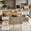 Ver imagem 4 de Banqueta Cozinha Média com Encosto Industrial Dourado Londres PU D03 - D'Rossi